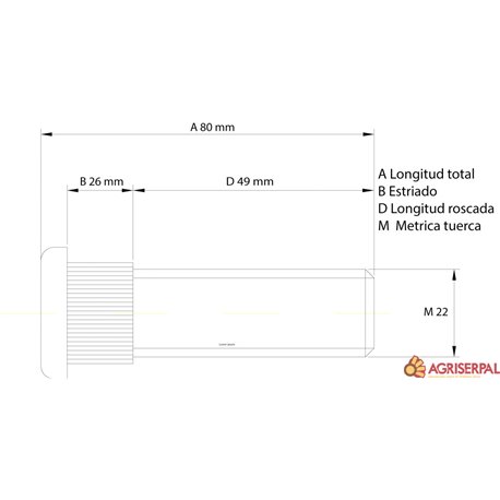 Esparrago M 22 x 1.5 x 80